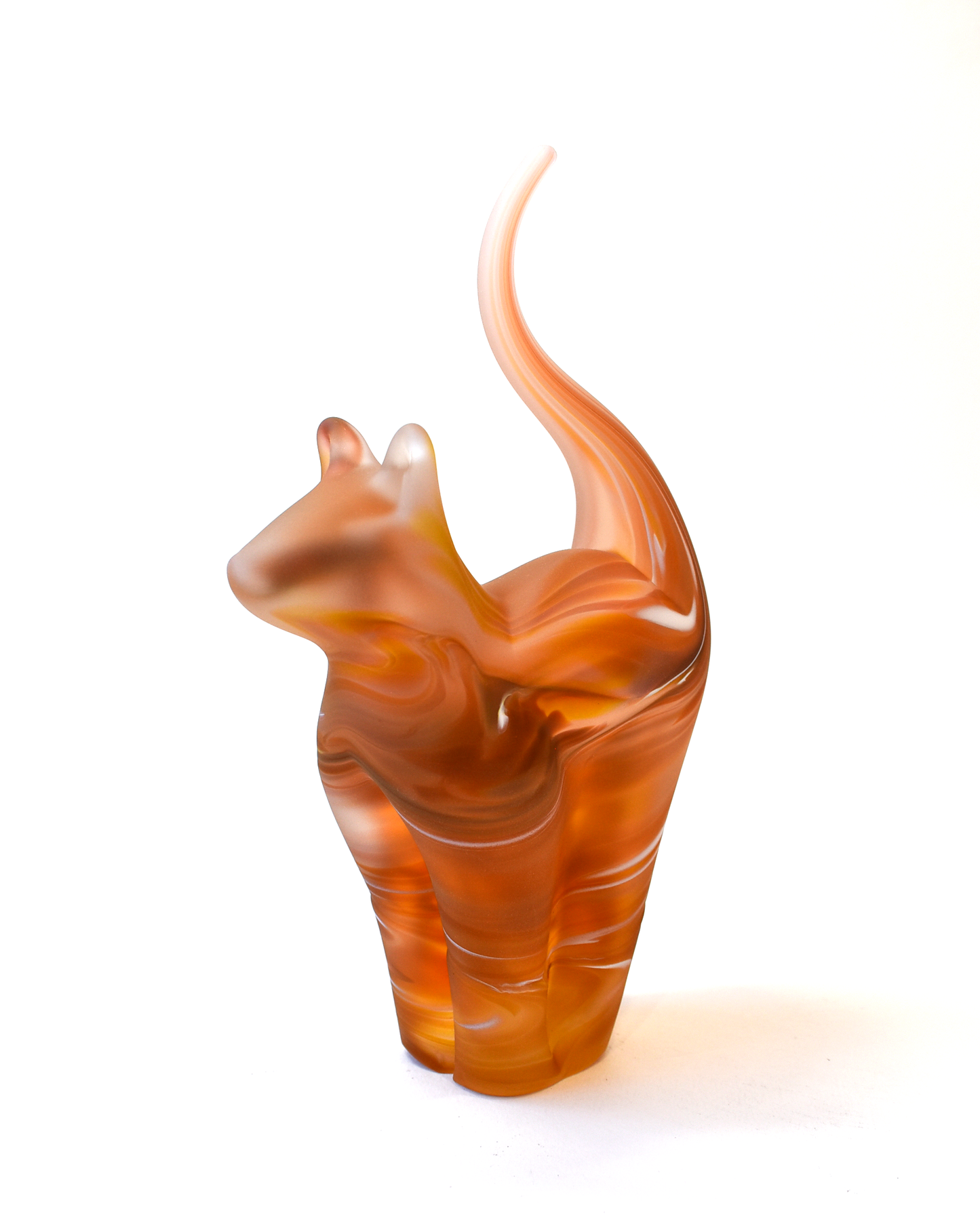 Warm Amber Watercolour Frosted Glass Cat (M)