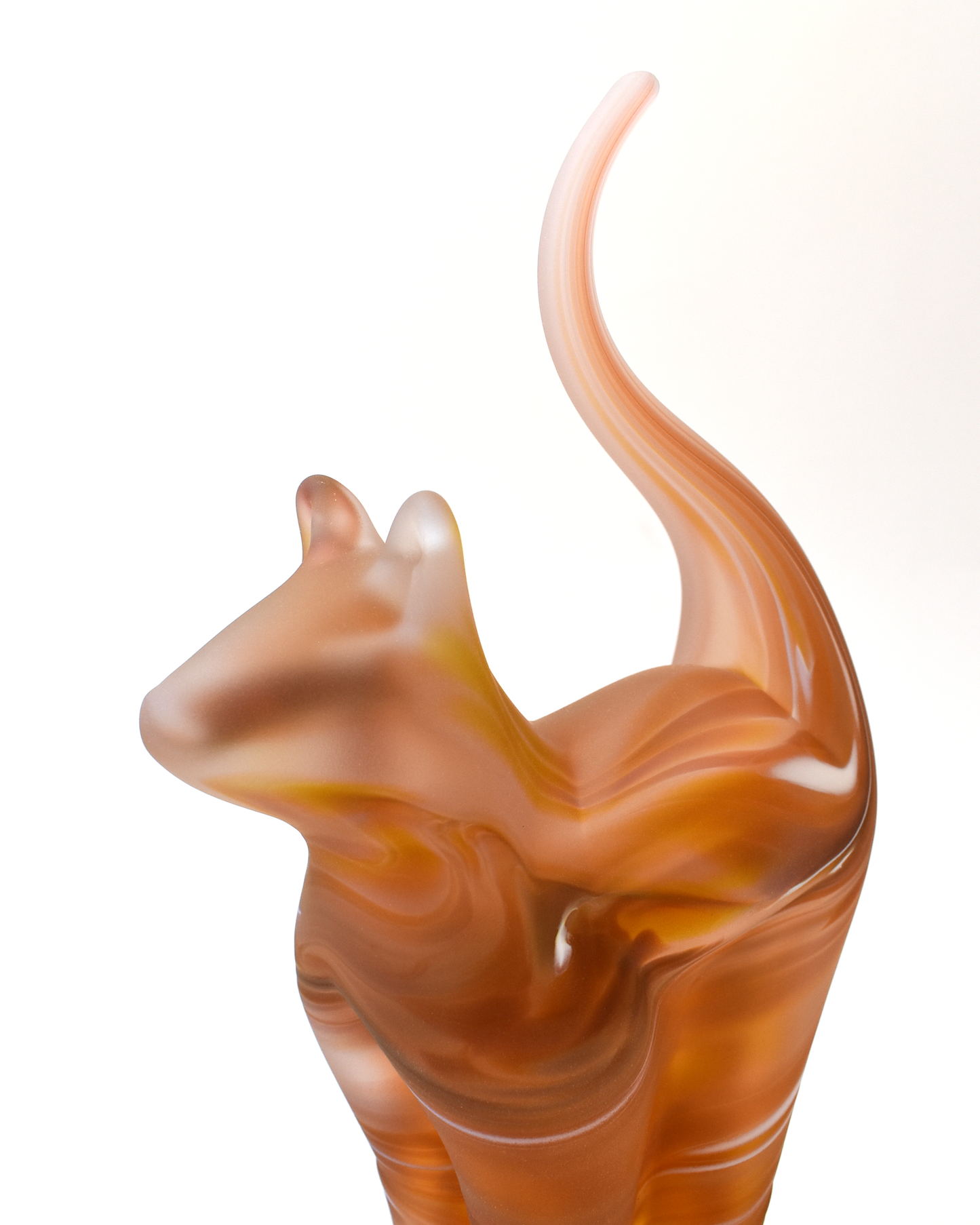 Warm Amber Watercolour Frosted Glass Cat (M)