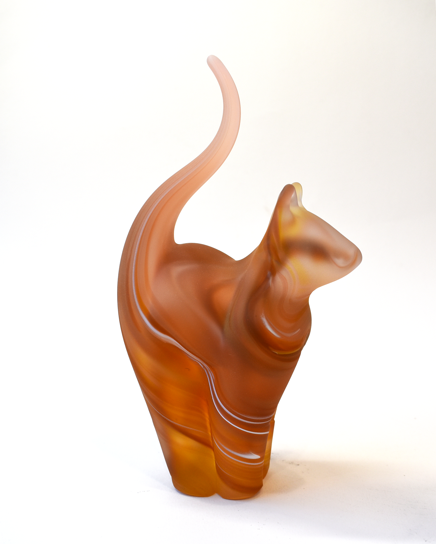 Warm Amber Watercolour Frosted Glass Cat (M)
