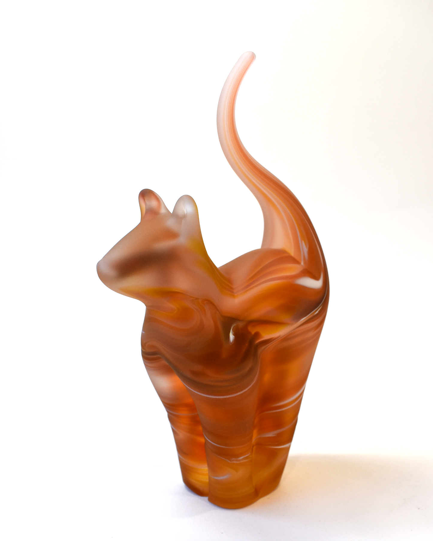 Warm Amber Watercolour Frosted Glass Cat (M)