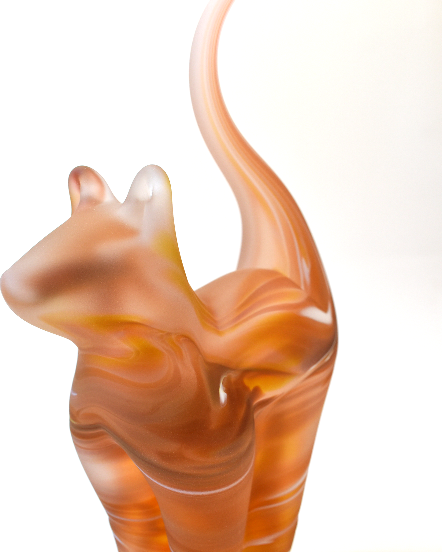 Warm Amber Watercolour Frosted Glass Cat (M)