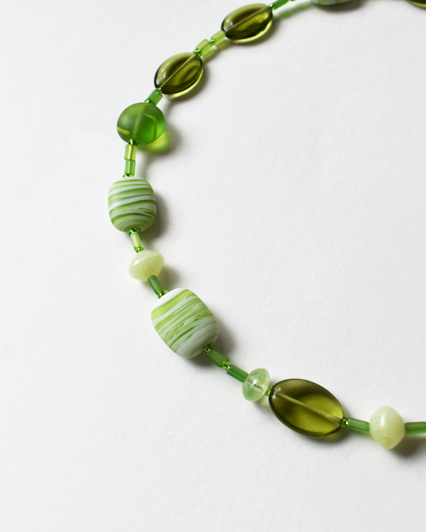 Vibrant Green Glass Bead Necklace