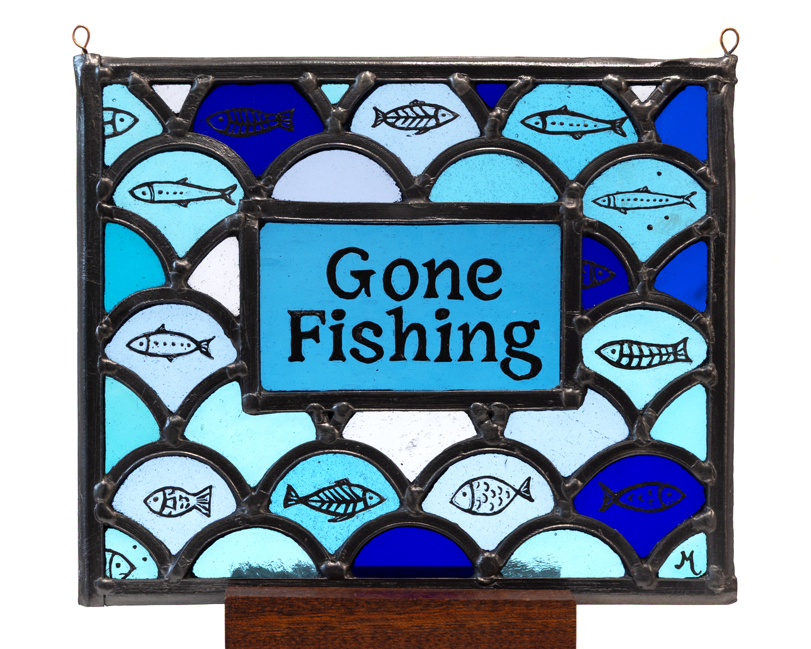 'Gone fishing' - Stained Glass Hanging Panel