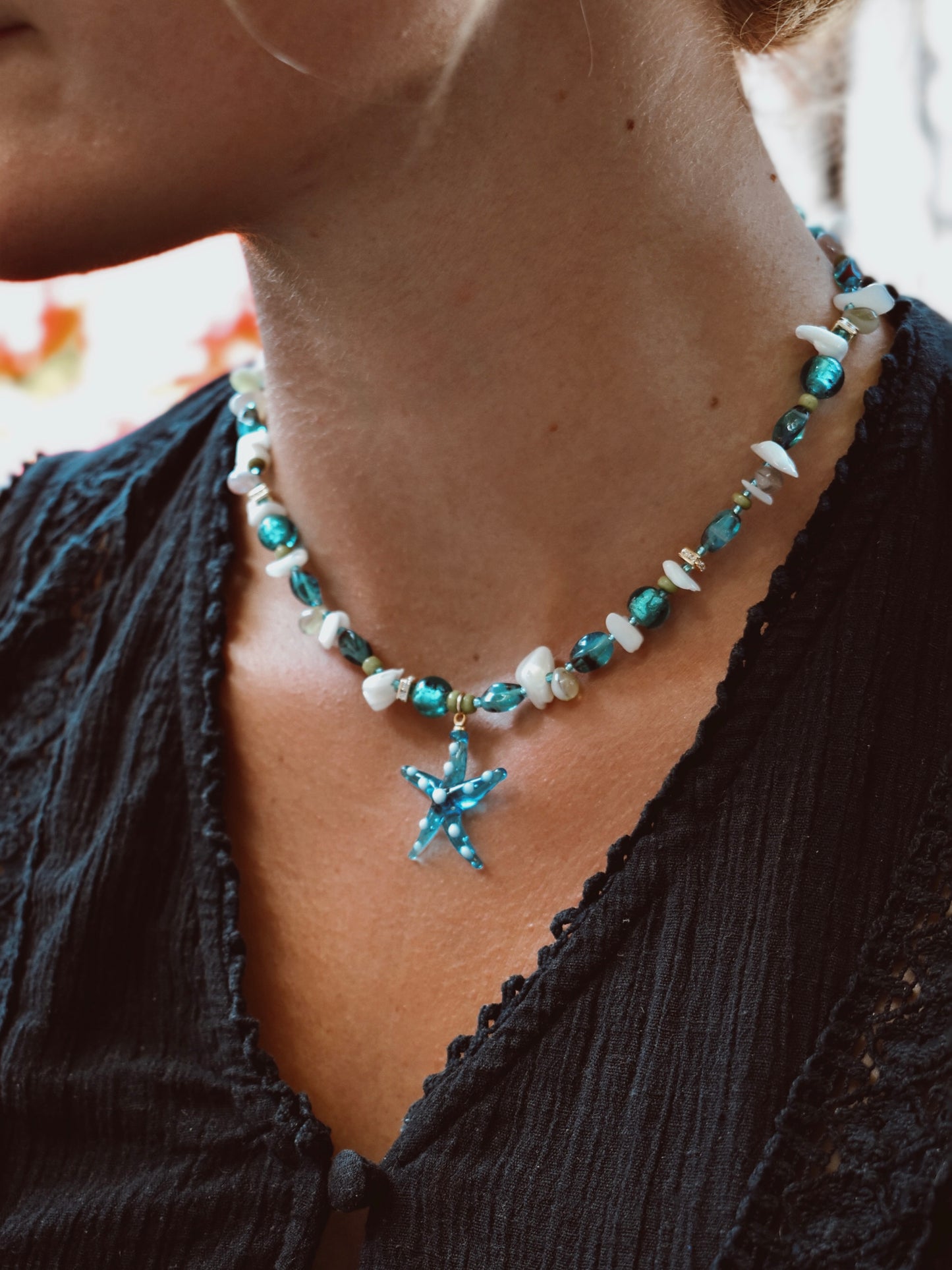 Mother of Pearl Murano Glass Necklace