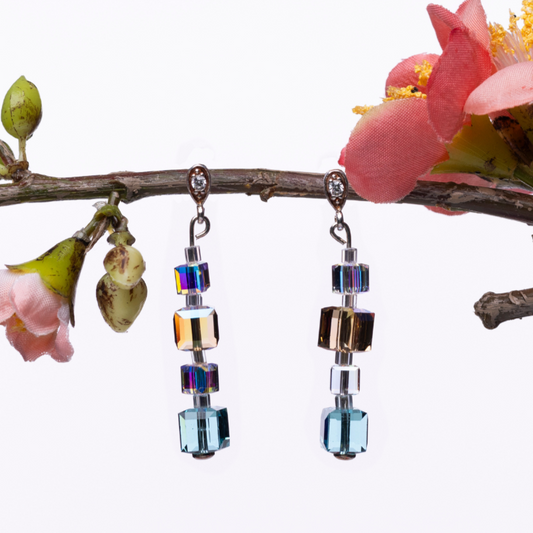 Blue Cube Drop Earrings - Corley Studio Shop