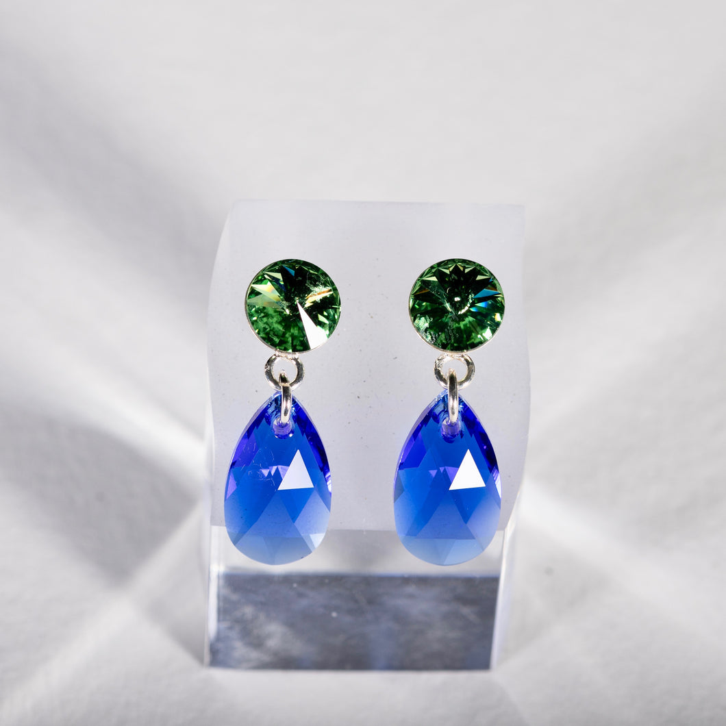 Green & Blue Drop Stud Earrings