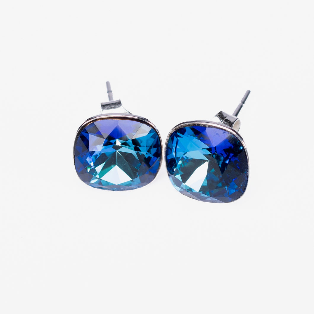 Bermuda Blue Cushion Stud Earrings