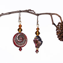 Load image into Gallery viewer, Warm Toned Fossil &amp; Shell Earrings
