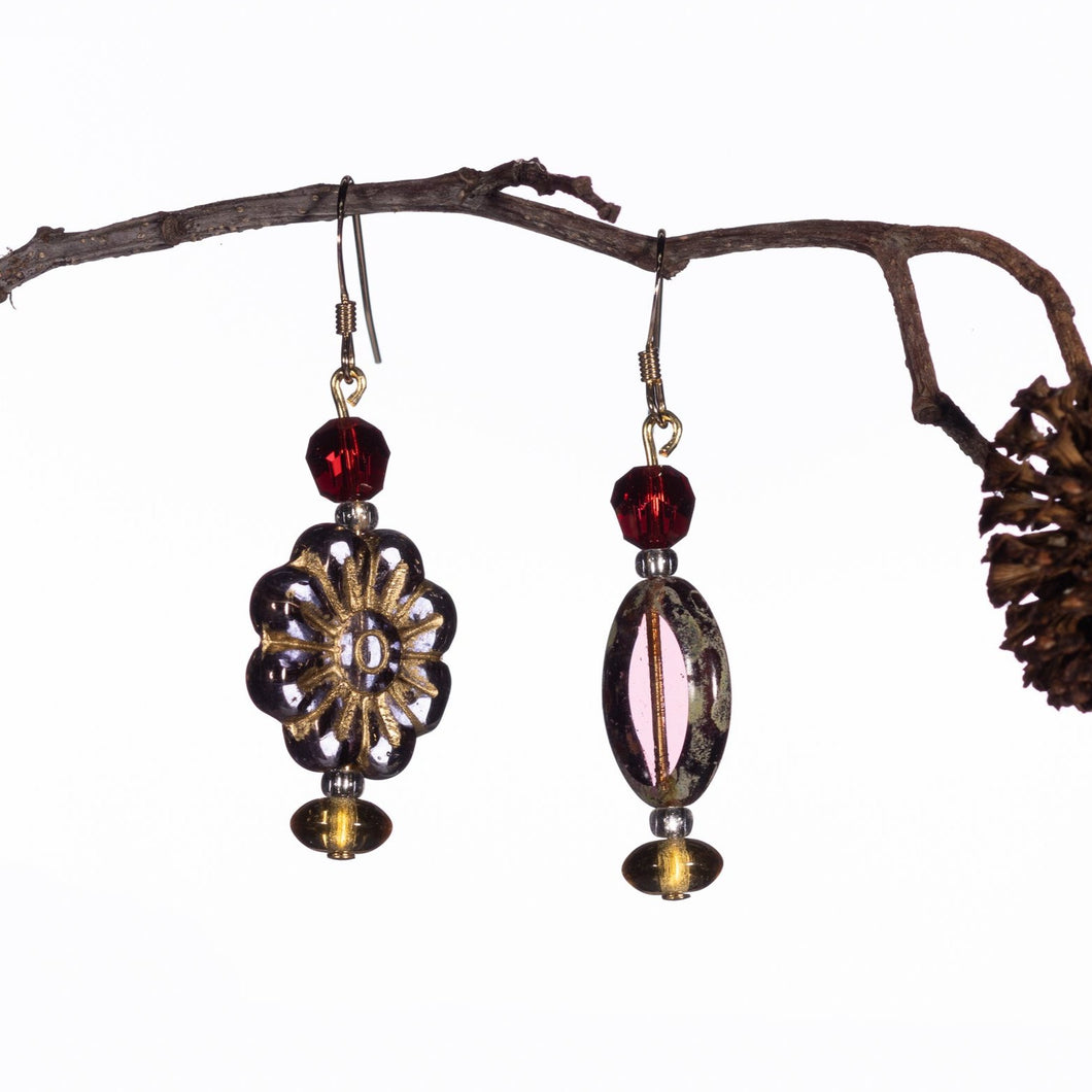 Floral Pressed Bead Statement Earrings