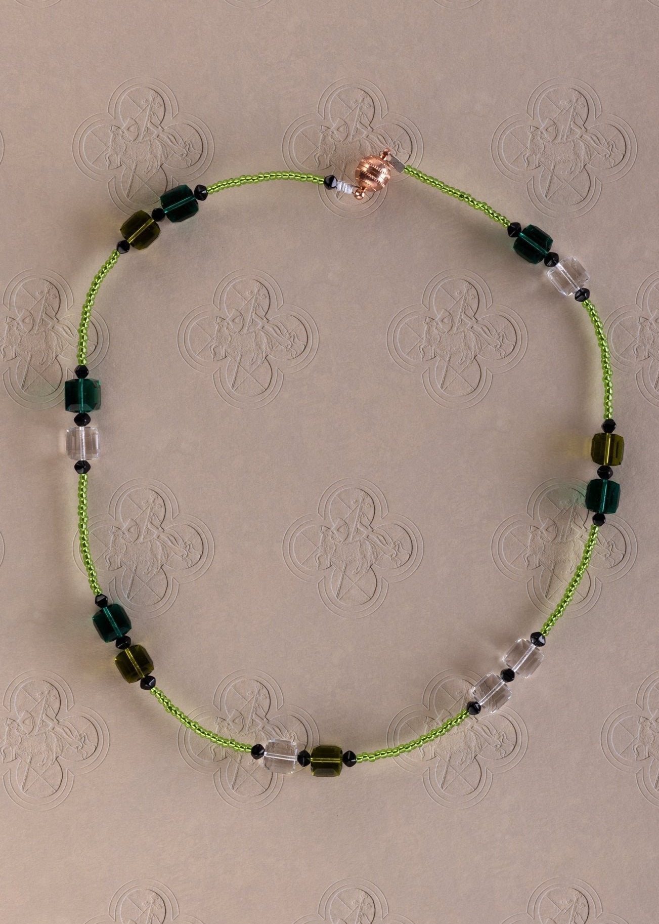 Vibrant Green Crystal Cube Necklace