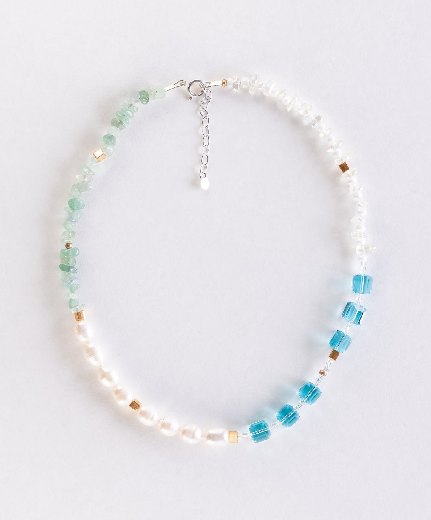 Beaded Pearl Cube Fusion Necklace