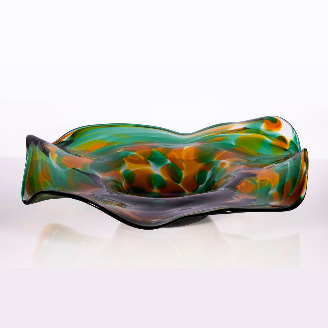 Green and Amber Wavy Plate - Corley Studio Shop