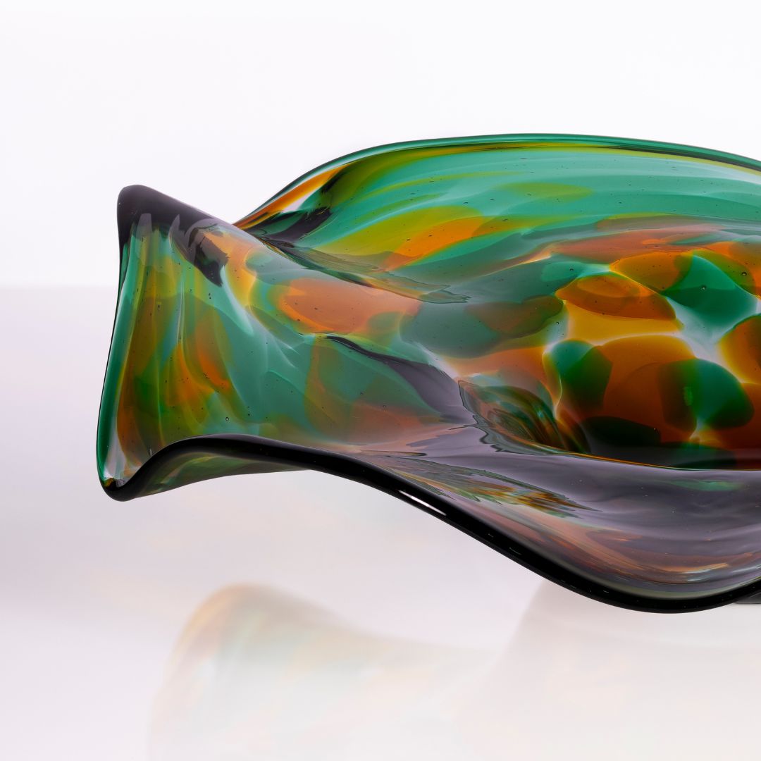 Green and Amber Wavy Plate - Corley Studio Shop