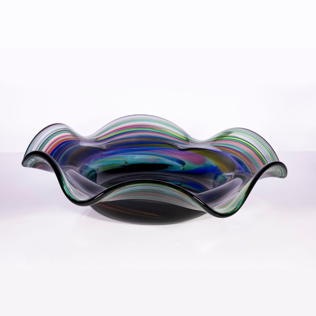 Dark Blue Streaky Wavy Plate - Corley Studio Shop