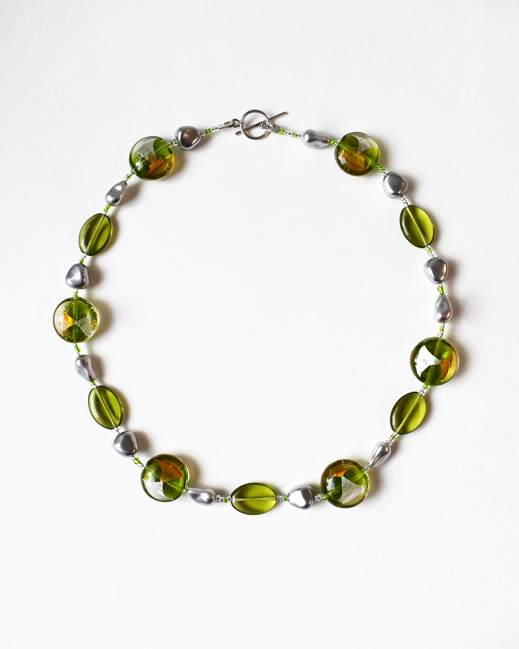 Venetian Green Glass Beaded Necklace