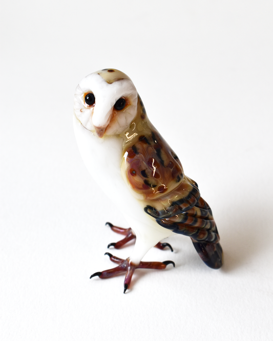 'Barn Owl' Glass Bird Sculpture