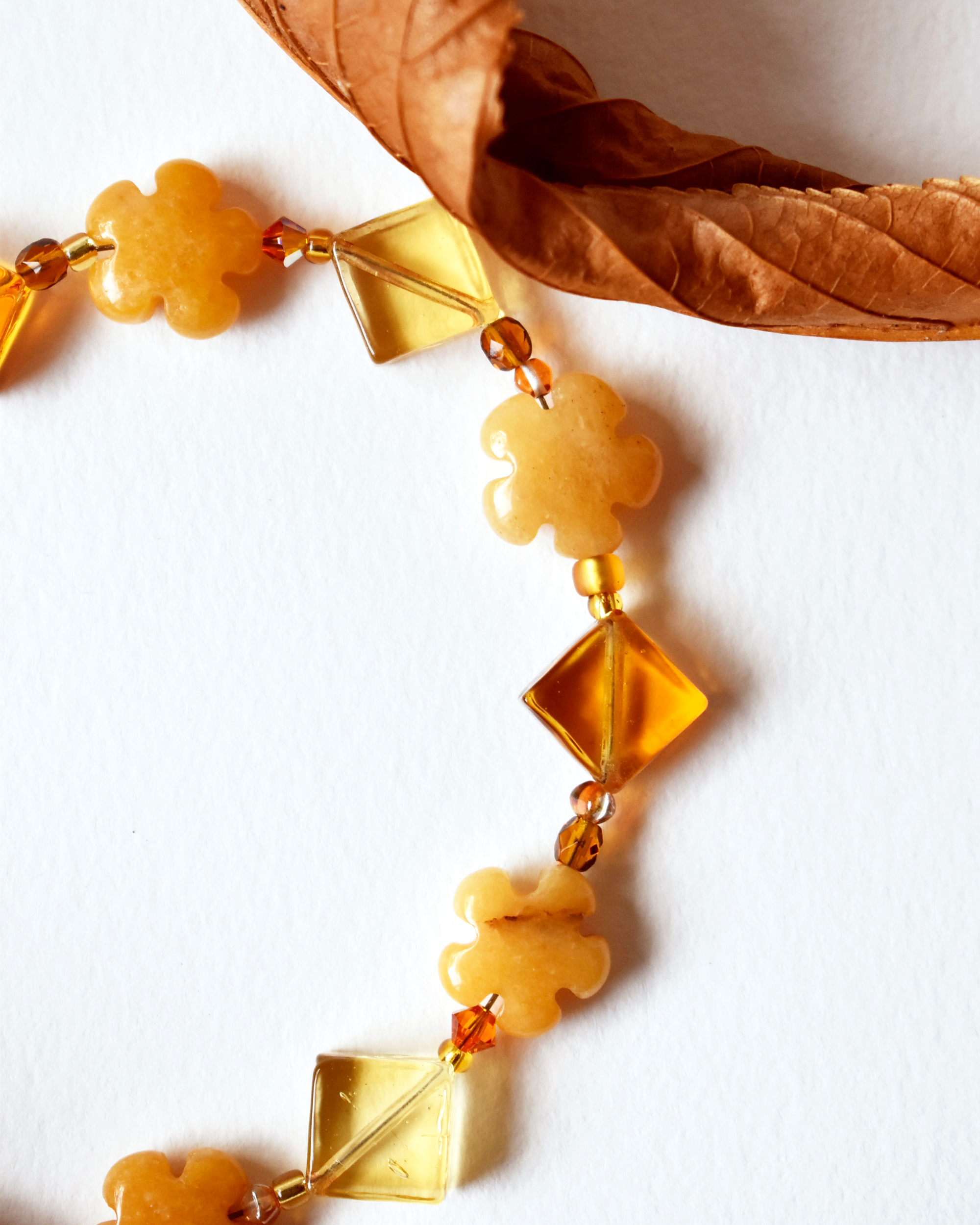 Venetian Glass & Topaz Jade Flower Necklace