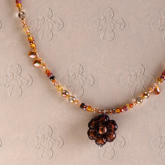 Amber Venetian Bead Statement Necklace