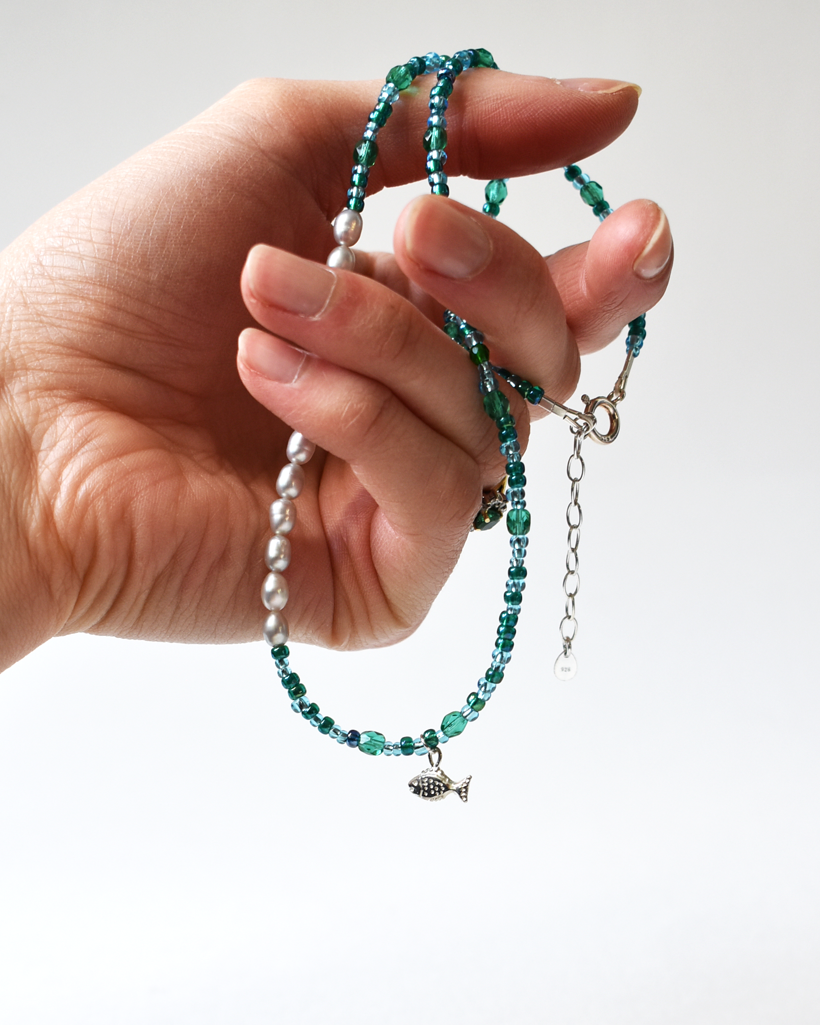 Beaded Blue Fish Necklace