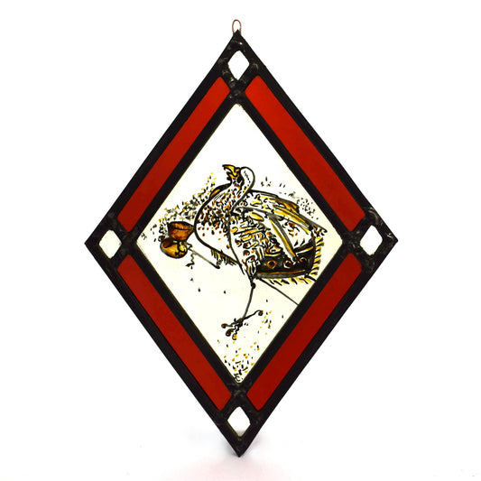 Medieval Style Bird (I) - Stained Glass Panel