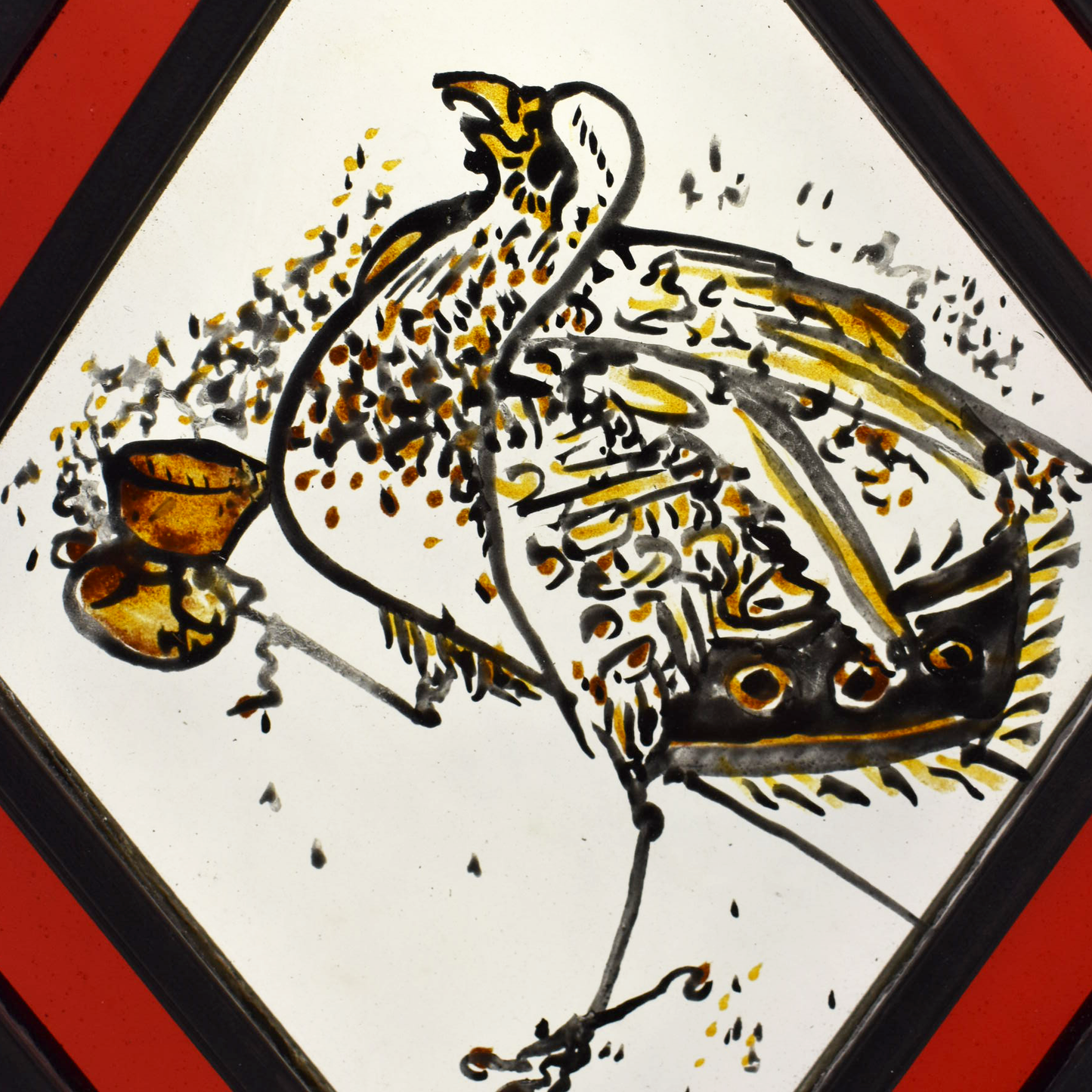 Medieval Style Bird (I) - Stained Glass Panel