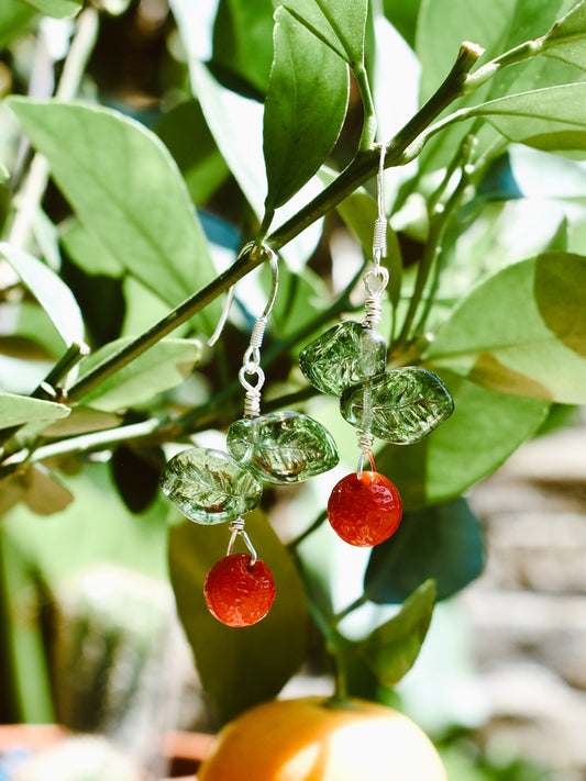 'Blood Oranges' Drop Hook Earrings