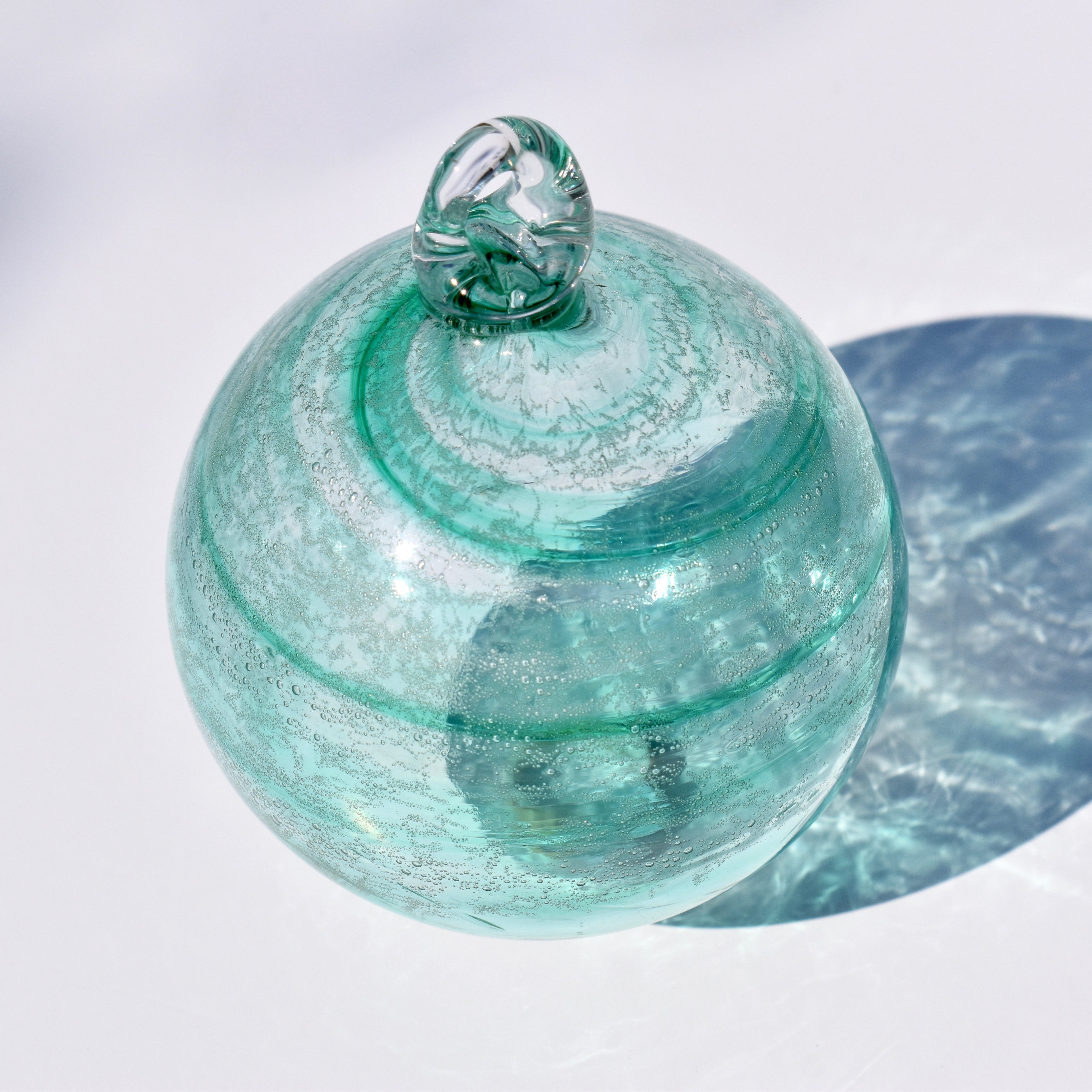 Aqua Swirl Glass Bauble - Corley Studio Shop