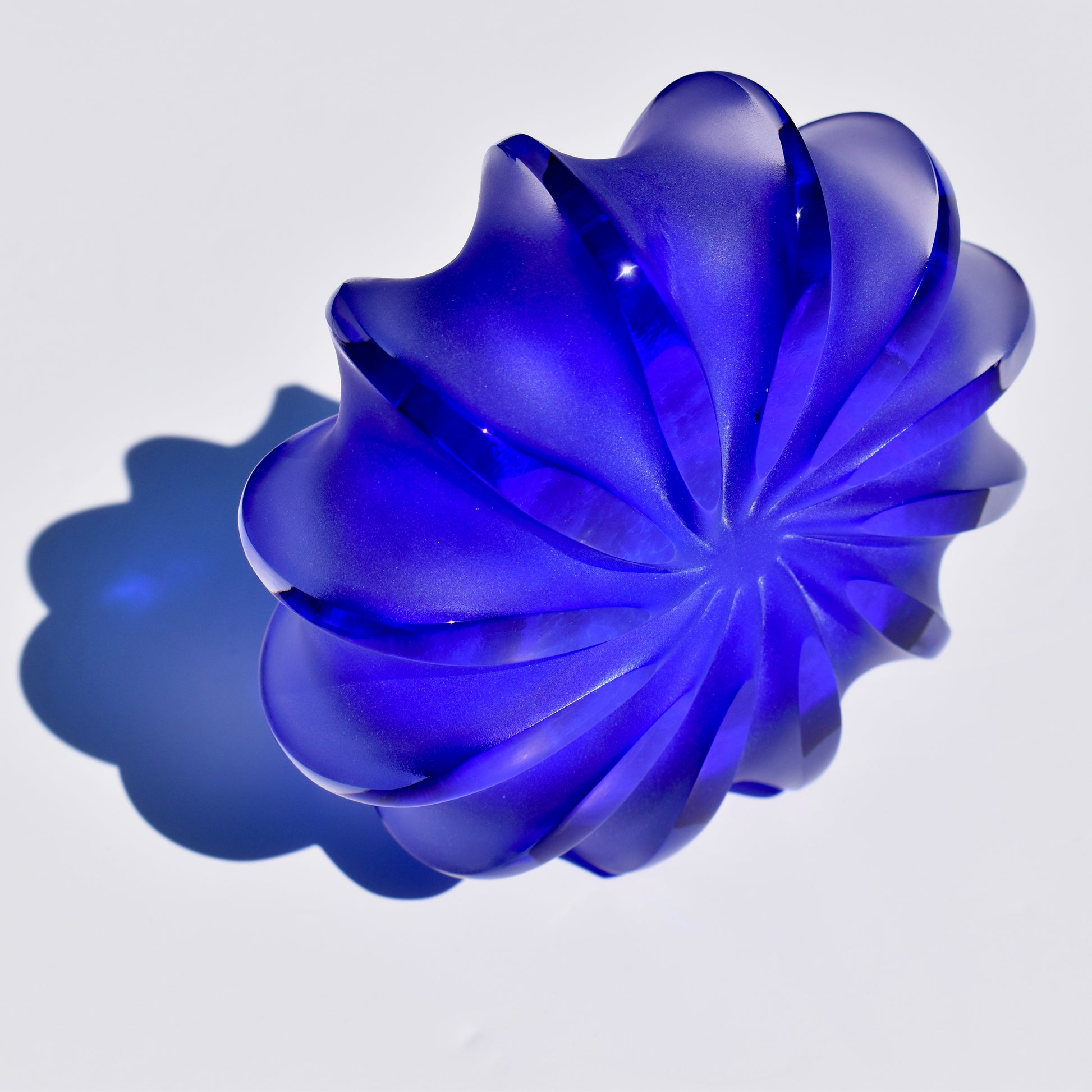 Royal Blue Ammonite Glass Sculpture - Corley Studio Shop