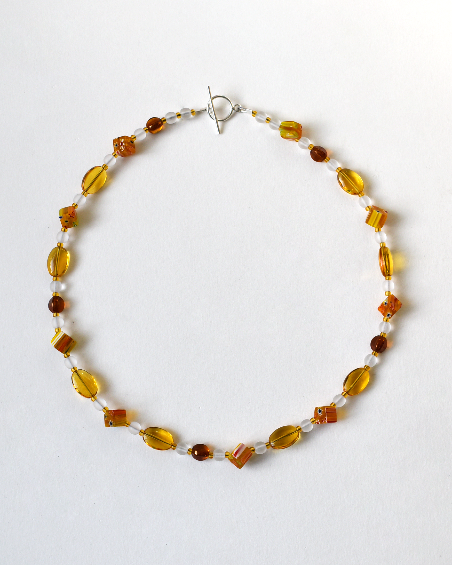 Millefiori Amber Cube Beaded Necklace
