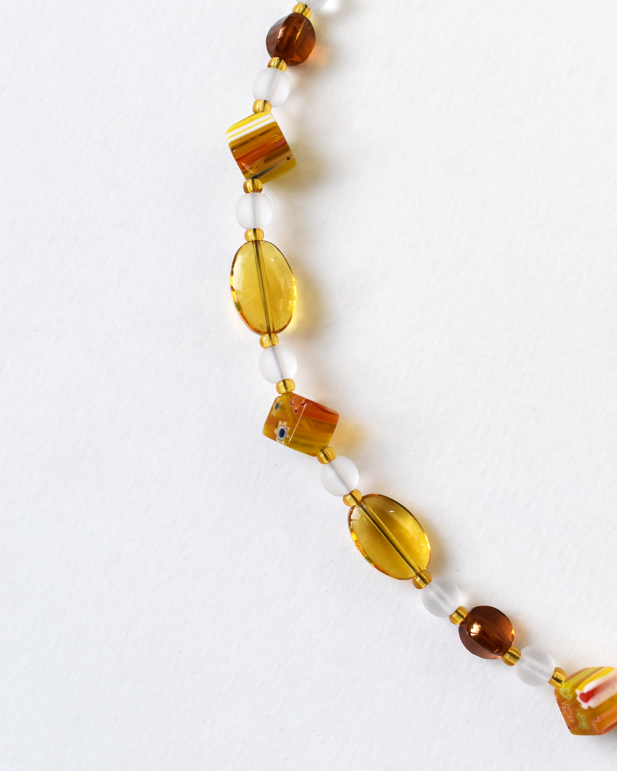 Millefiori Amber Cube Beaded Necklace