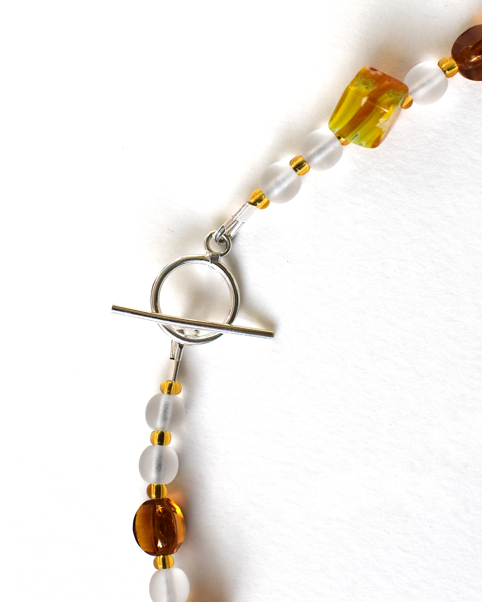 Millefiori Amber Cube Beaded Necklace