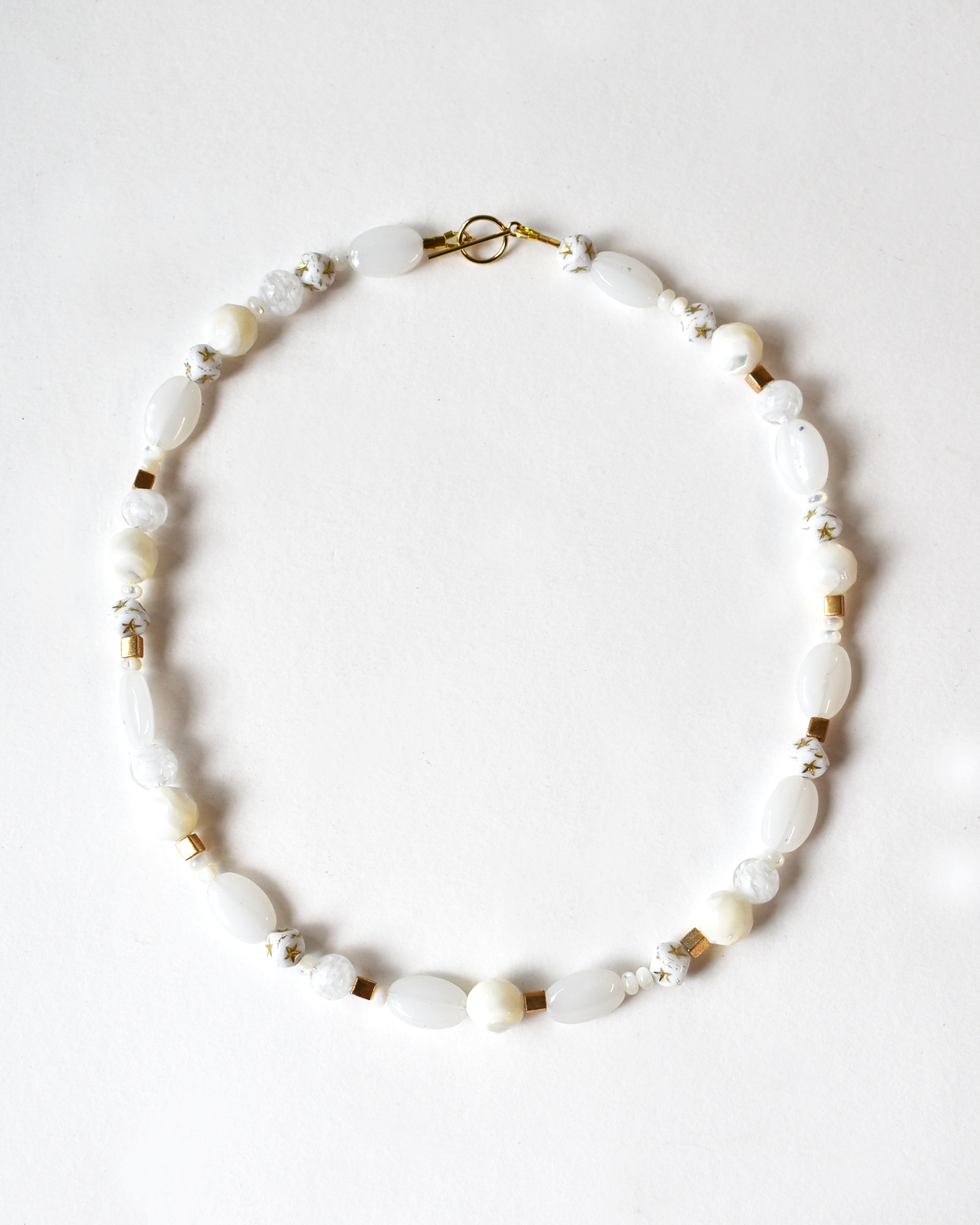 Mother of Pearl Gold Bead Necklace