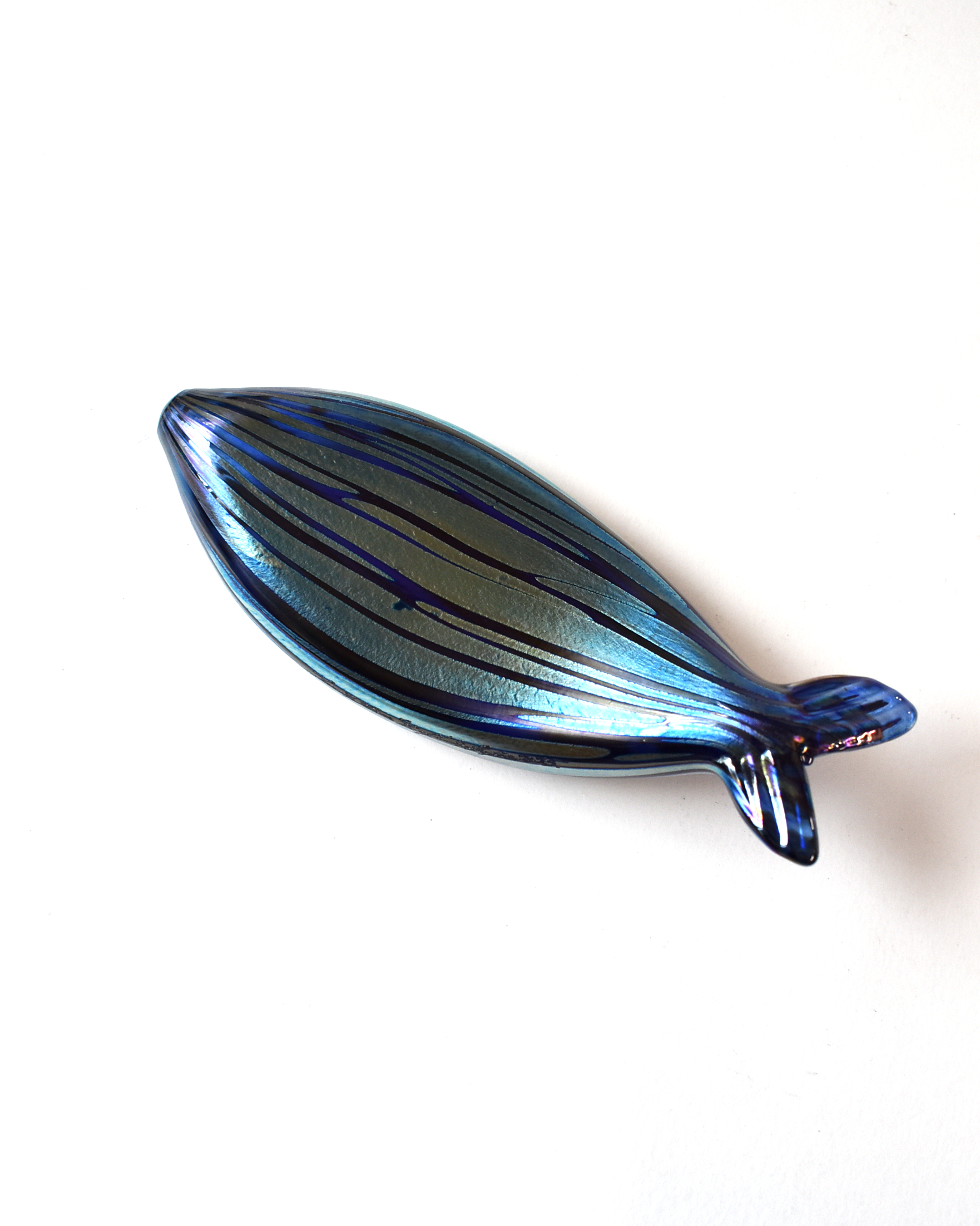 Blue Iridescent Striped Glass Fish (M)