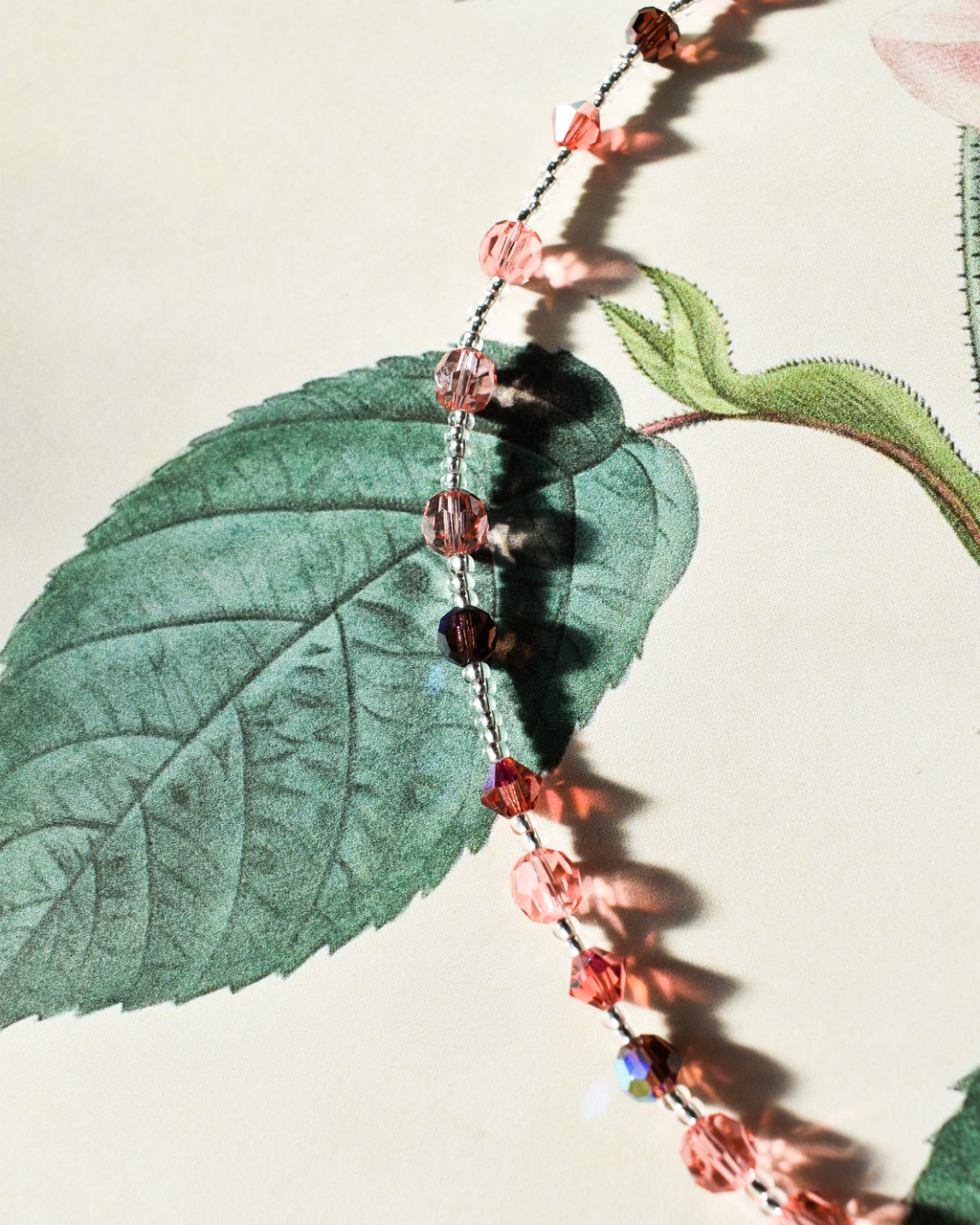 'Blush & Burgundy' Crystal Bead Necklace