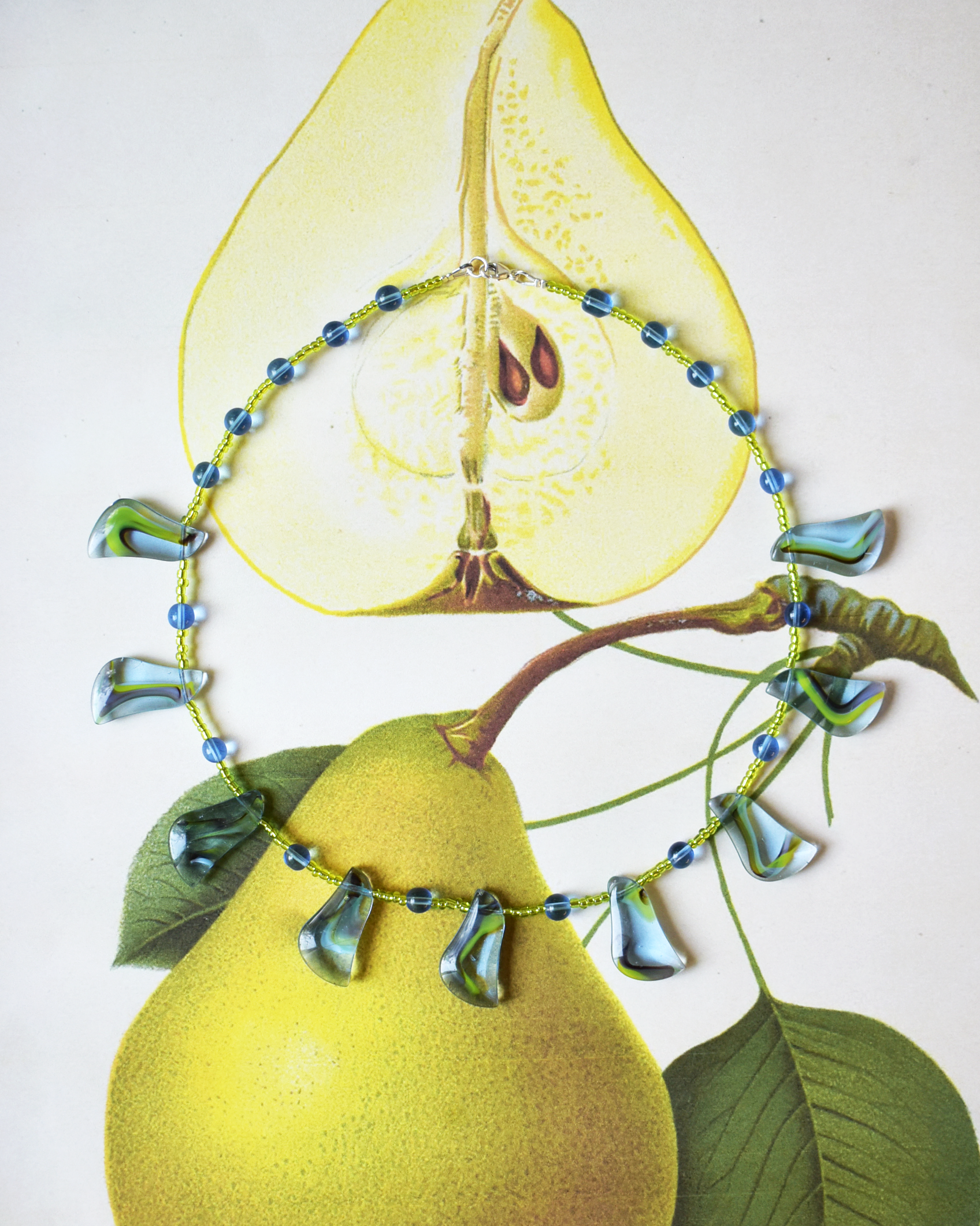 'Lime & Lagoon' Wave Bead Necklace