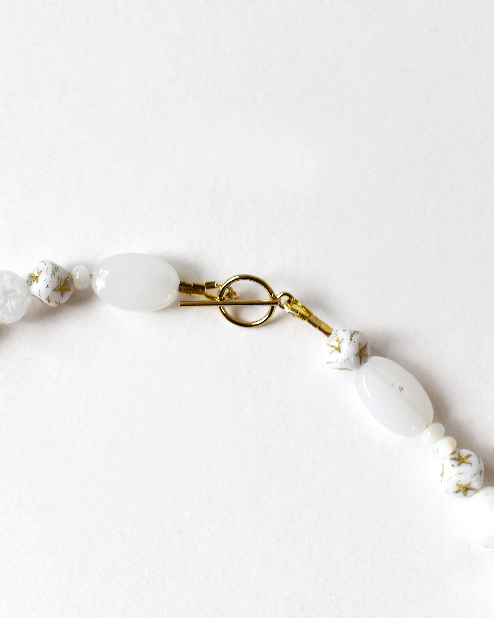 Mother of Pearl Gold Bead Necklace