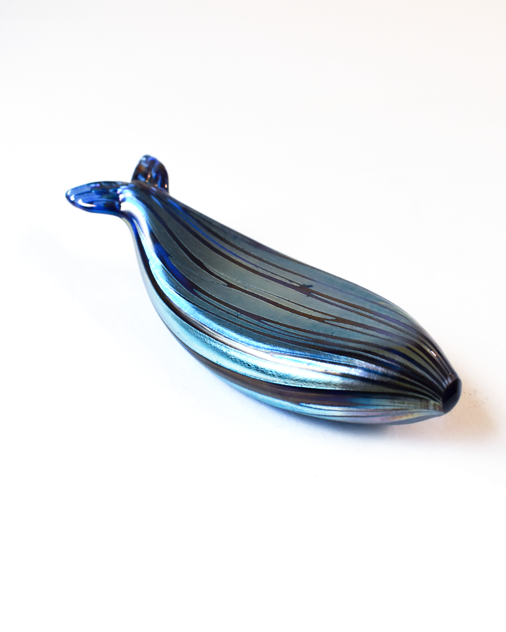 Blue Iridescent Striped Glass Fish (M)