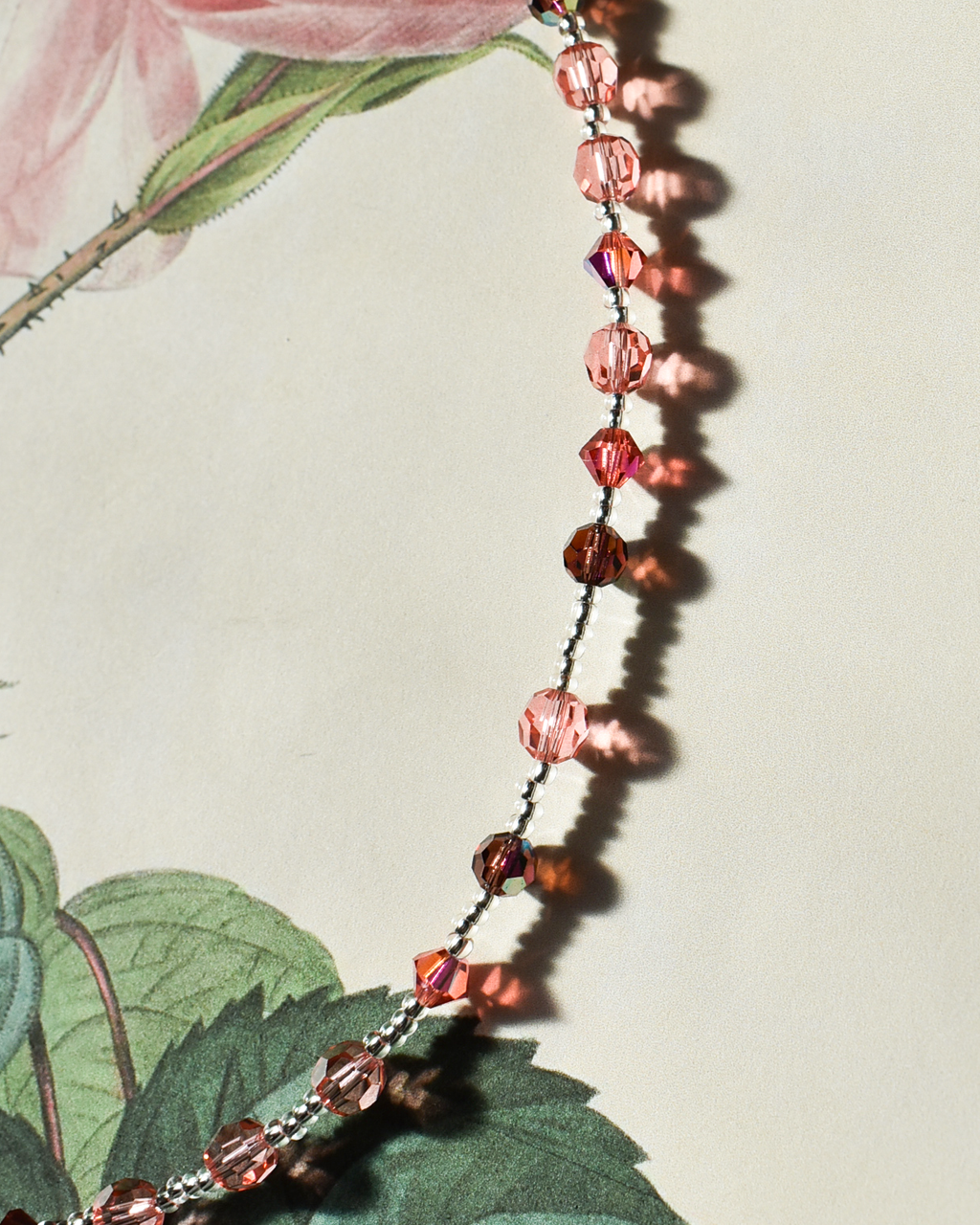 'Blush & Burgundy' Crystal Bead Necklace