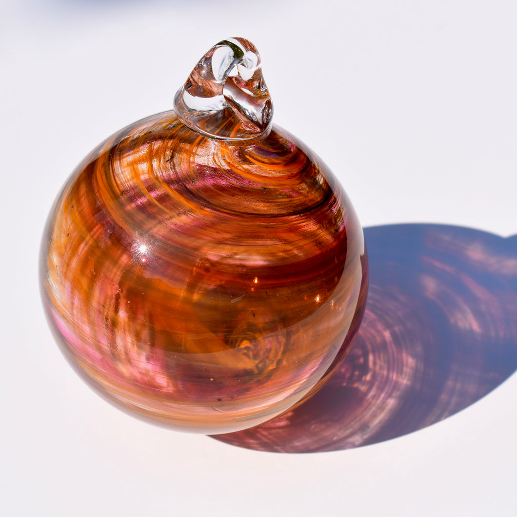 Orange & Pink Wispy Glass Bauble