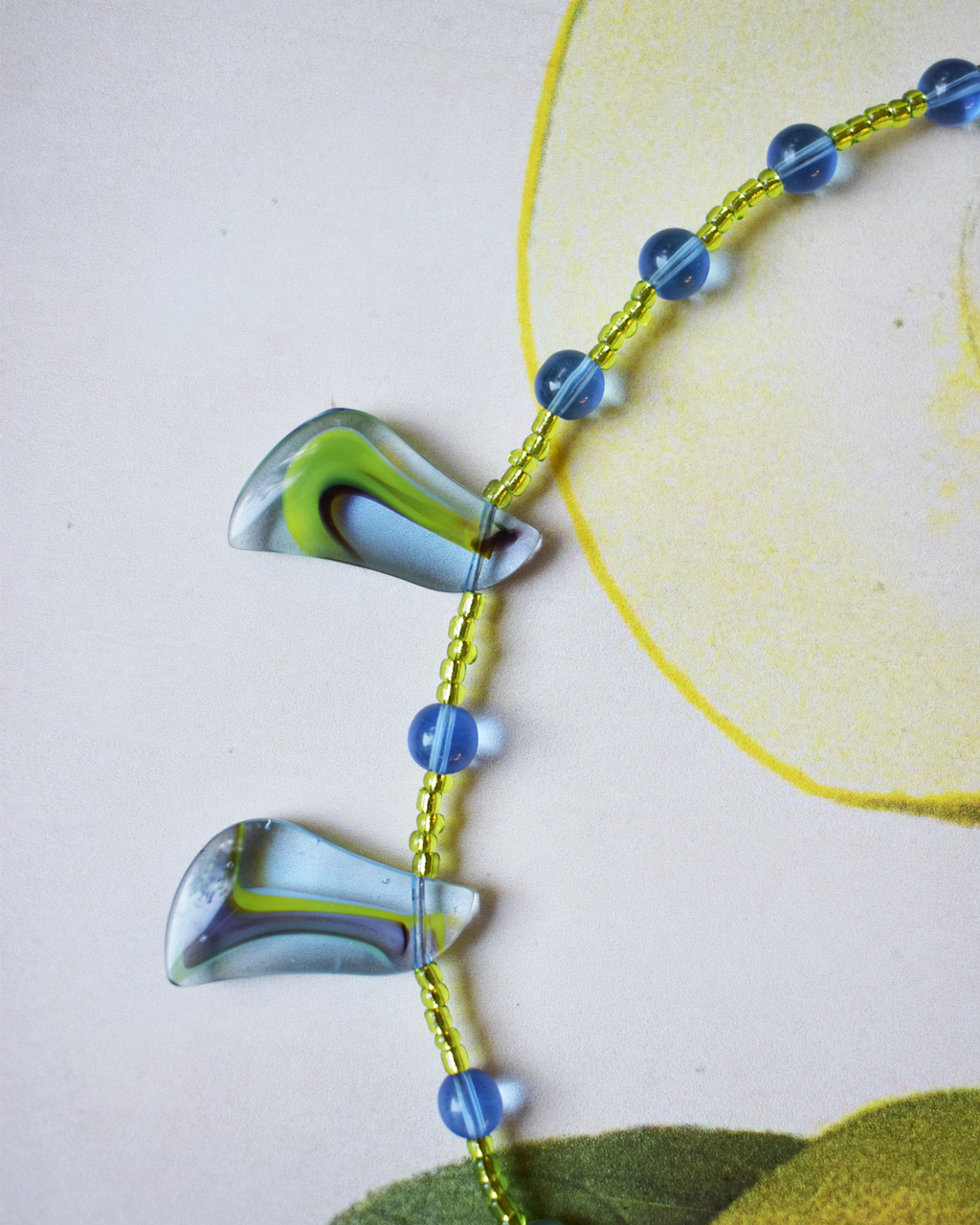 'Lime & Lagoon' Wave Bead Necklace