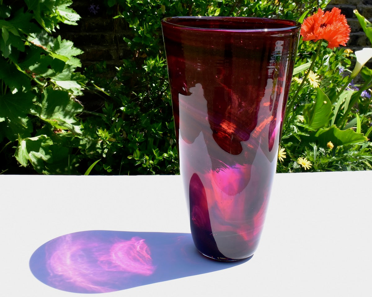 Raspberry Swirl Glass Vase - Corley Studio Shop