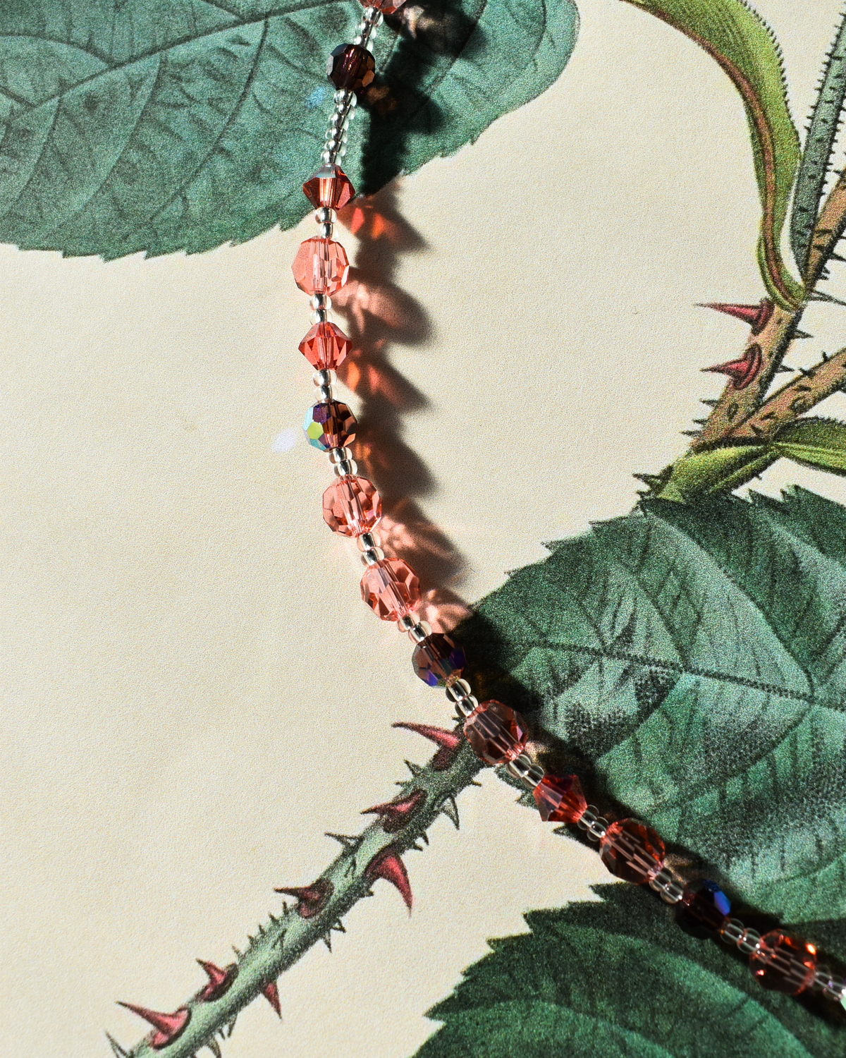 'Blush & Burgundy' Crystal Bead Necklace