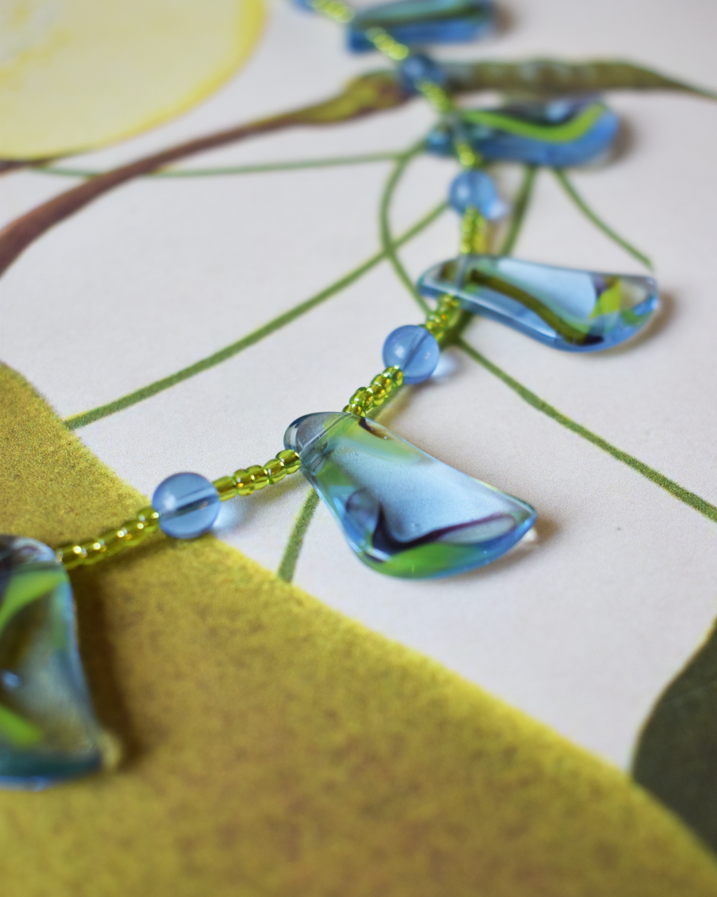 'Lime & Lagoon' Wave Bead Necklace