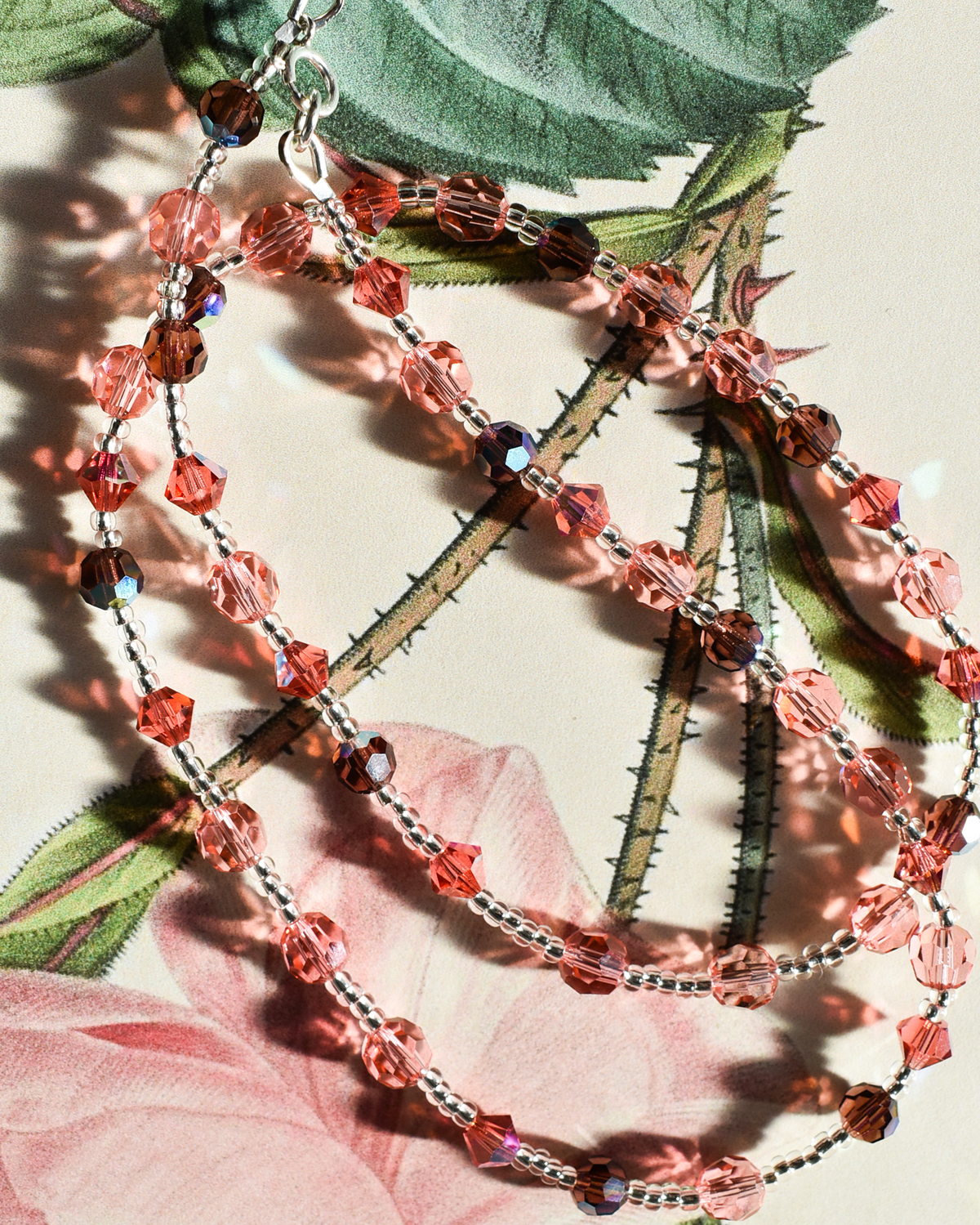 'Blush & Burgundy' Crystal Bead Necklace
