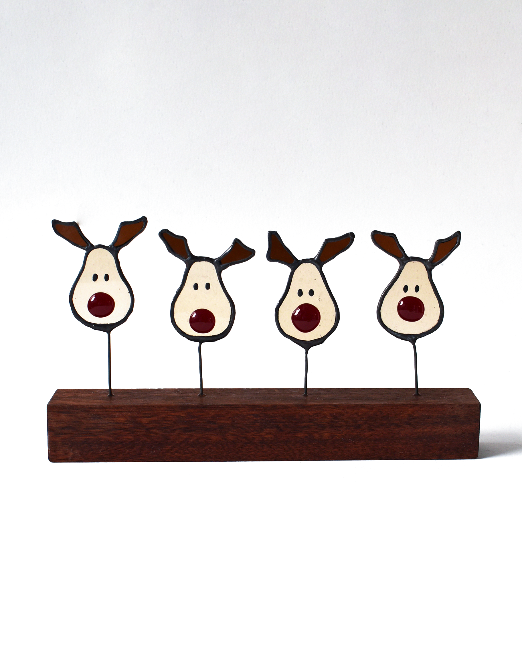 'Red Nosed Reindeers' - Stained Glass Ornament