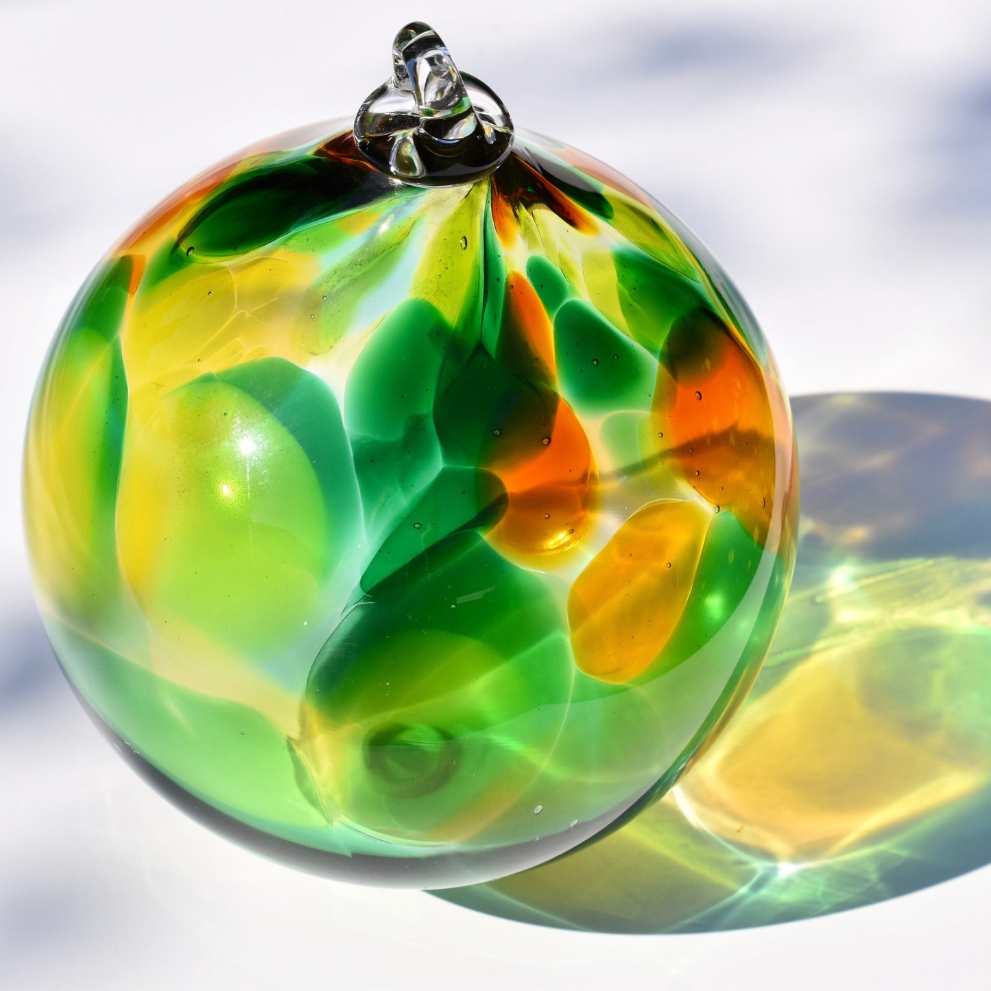 Green & Amber Drops Glass X-Large Bauble - Corley Studio Shop