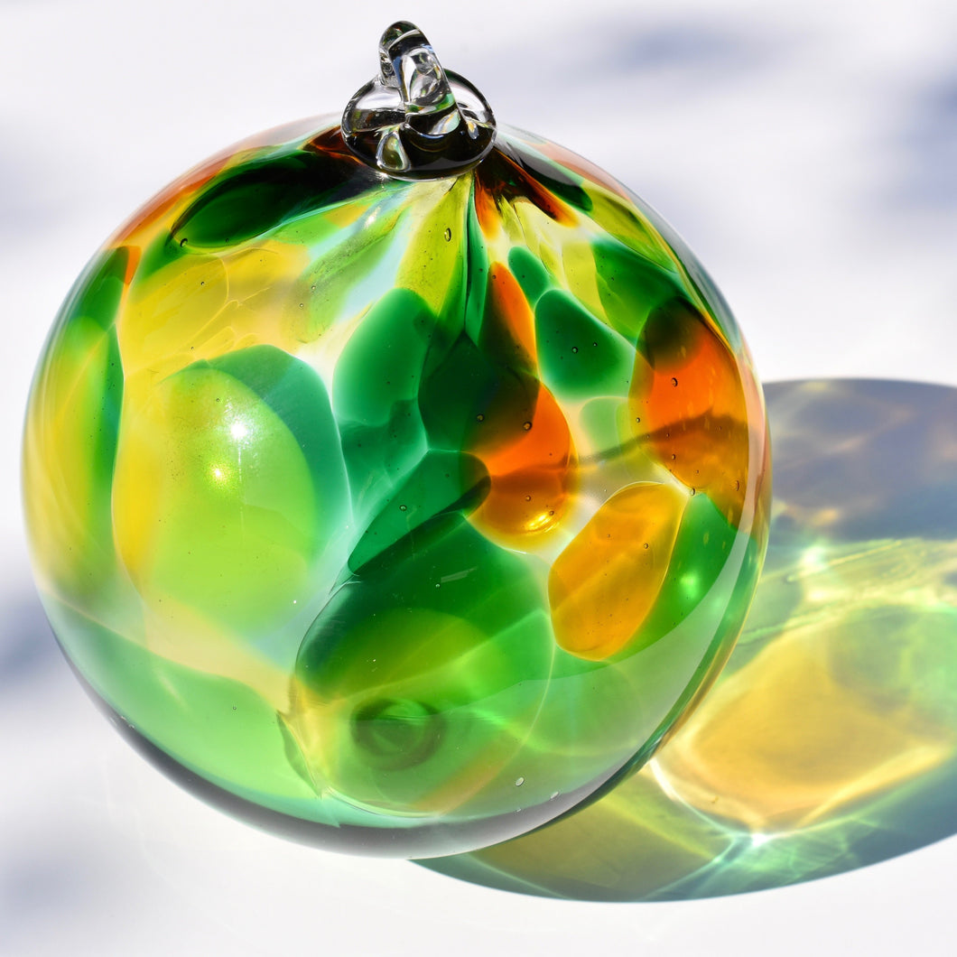 Green & Amber Drops Glass X-Large Bauble