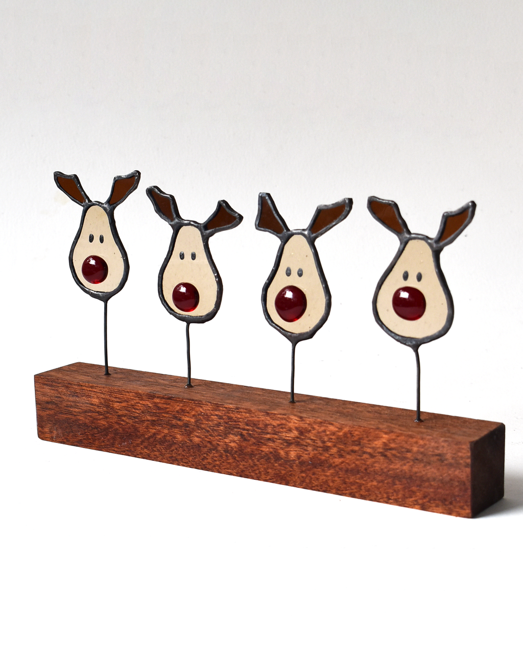 'Red Nosed Reindeers' - Stained Glass Ornament