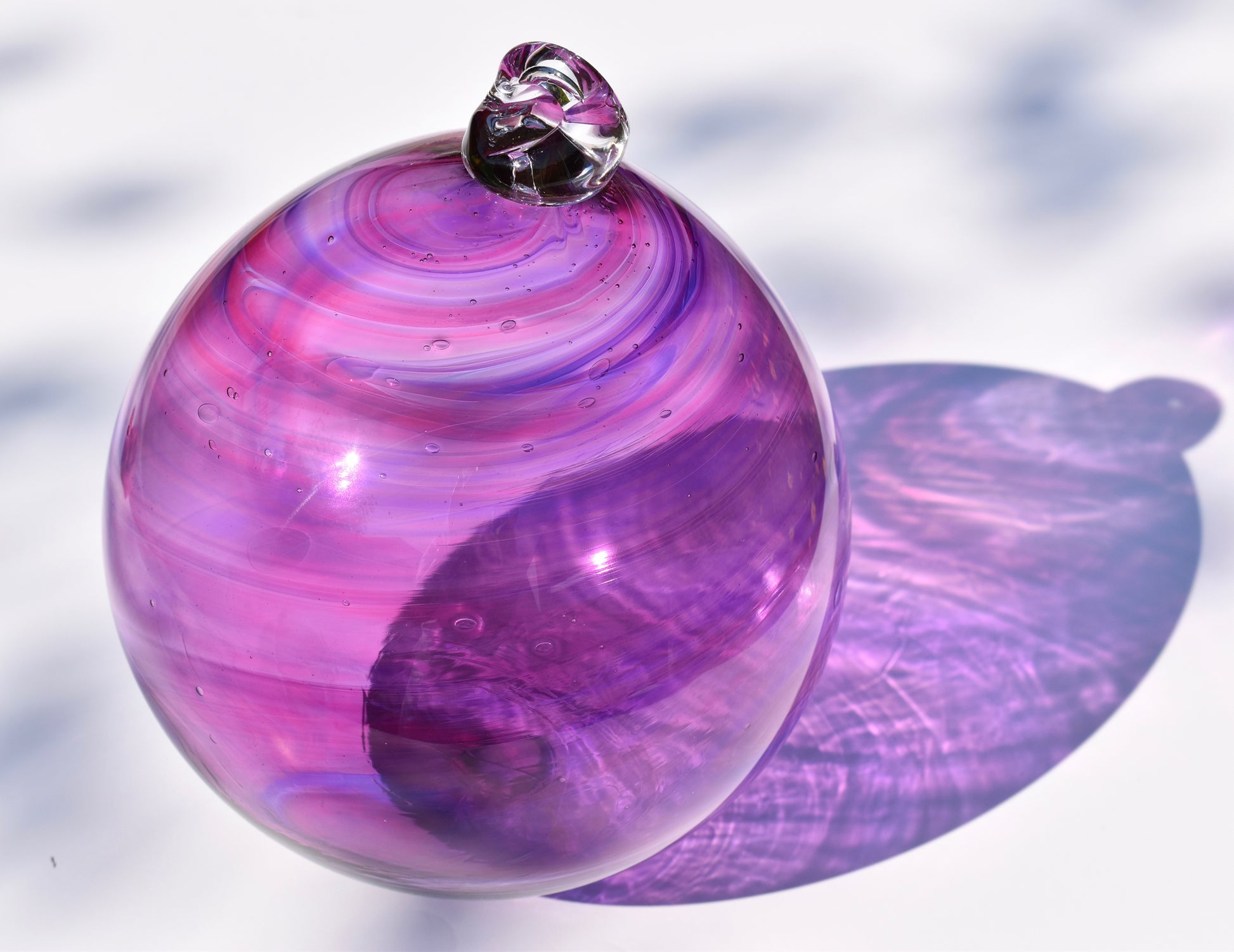 Pink & Purple Swirl X-Large Glass Bauble - Corley Studio Shop