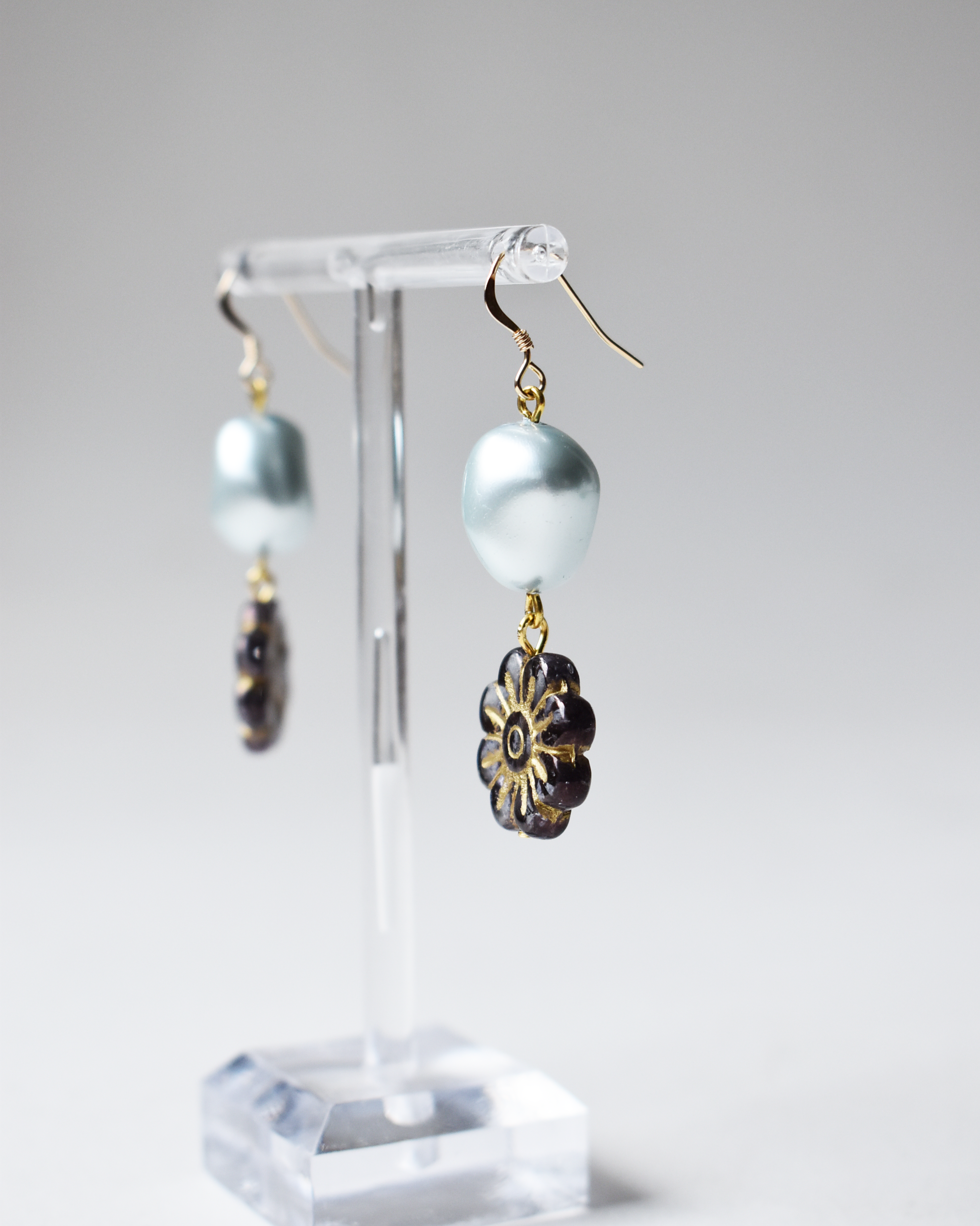 'Petals & Pearls' Pressed Glass Earrings